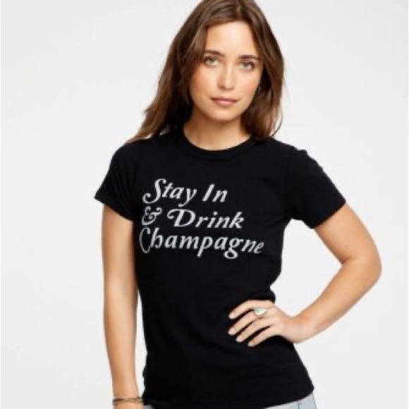 Chaser Stay In & Drink Champagne Graphic Tee Size Medium - Picture 1 of 6